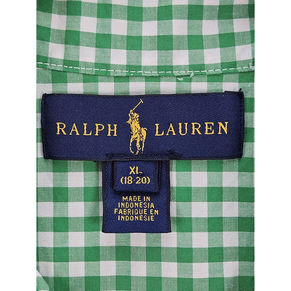 Ralph Lauren Emerald and White Short-sleeved Gingham Oxford Button-down Shirt - Picture 4 of 10